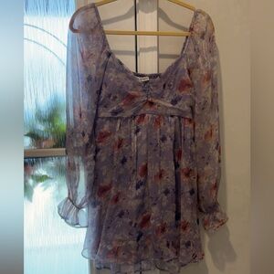 Floral Sheer Blouse - Lavender